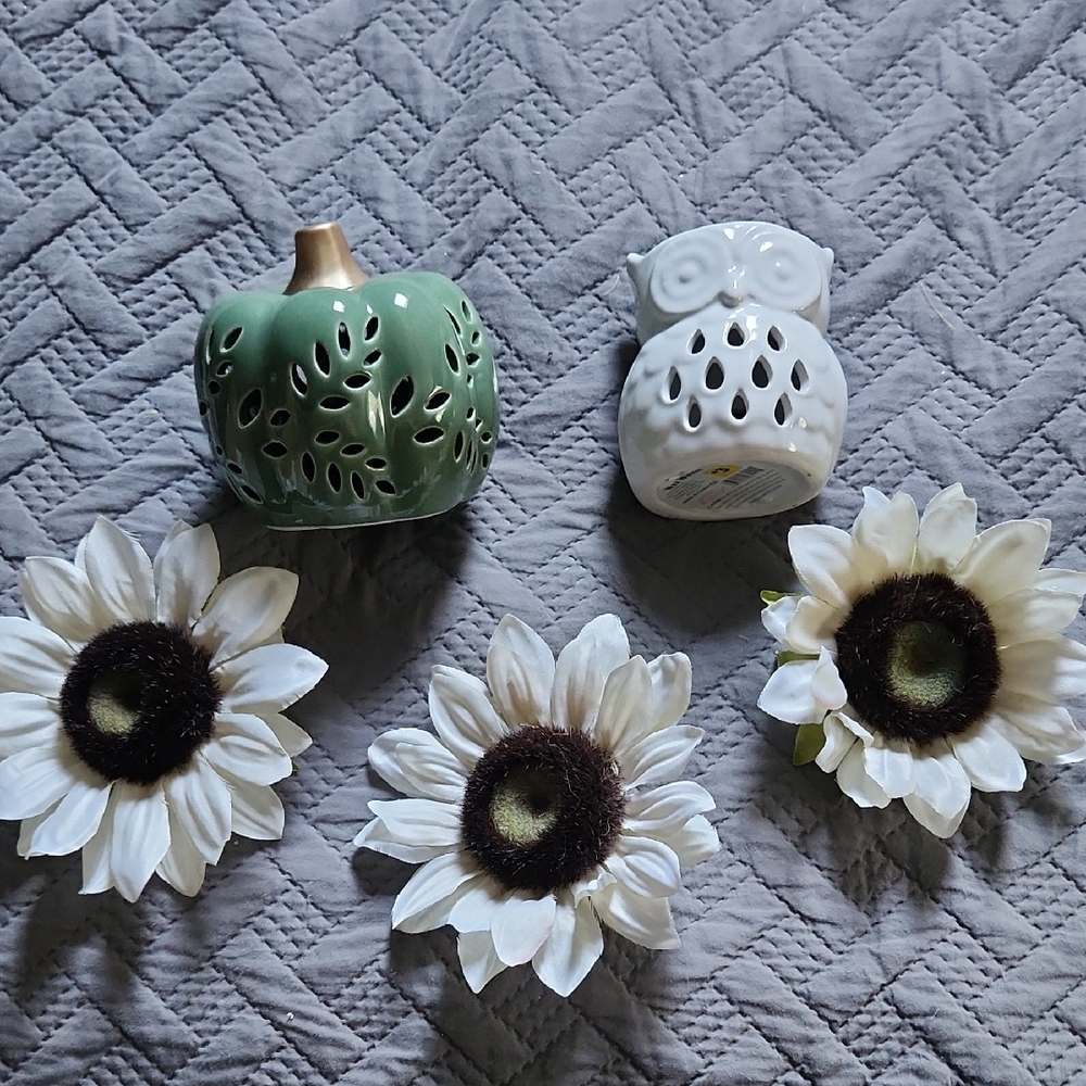 Green and White Ceramic Home Accents Set